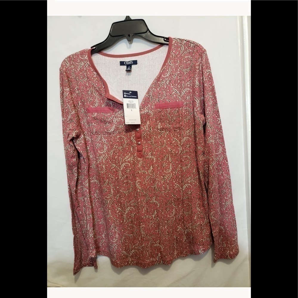 COPY - (Bonus Jewelry included ‼️‼️)Chaps pattern long sleeve top